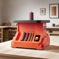 Tappihiomakone puuntyöstöön 6 hiomaholkkia 16 mm isku 2000 kierrosta minuutissa valurautatyötaso