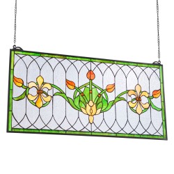 Värillinen lasipaneeli metallikehyksellä 810 x 433 mm ripustettava ikkuna tai seinäkoriste