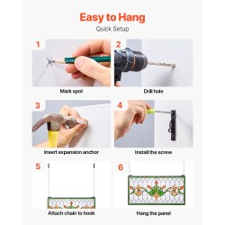 Värillinen lasipaneeli metallikehyksellä 810 x 433 mm ripustettava ikkuna tai seinäkoriste