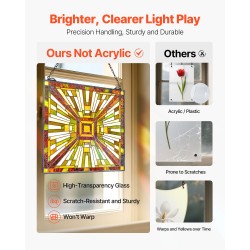 Värillinen lasi-ikkunapaneeli 501 x 527 mm lasia metallikehyksellä ripustettava ikkunaan tai seinälle