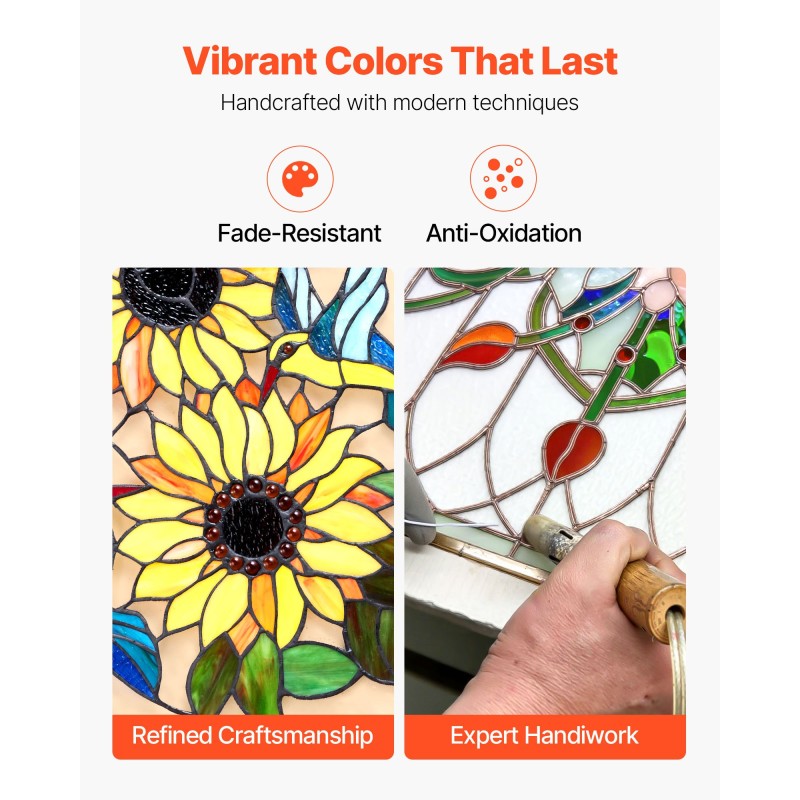 Lasimaalattu ikkunapaneeli lasista metallikehyksellä 50 x 52 cm ripustettava ketjulla