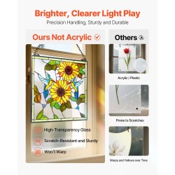 Lasimaalattu ikkunapaneeli lasista metallikehyksellä 50 x 52 cm ripustettava ketjulla