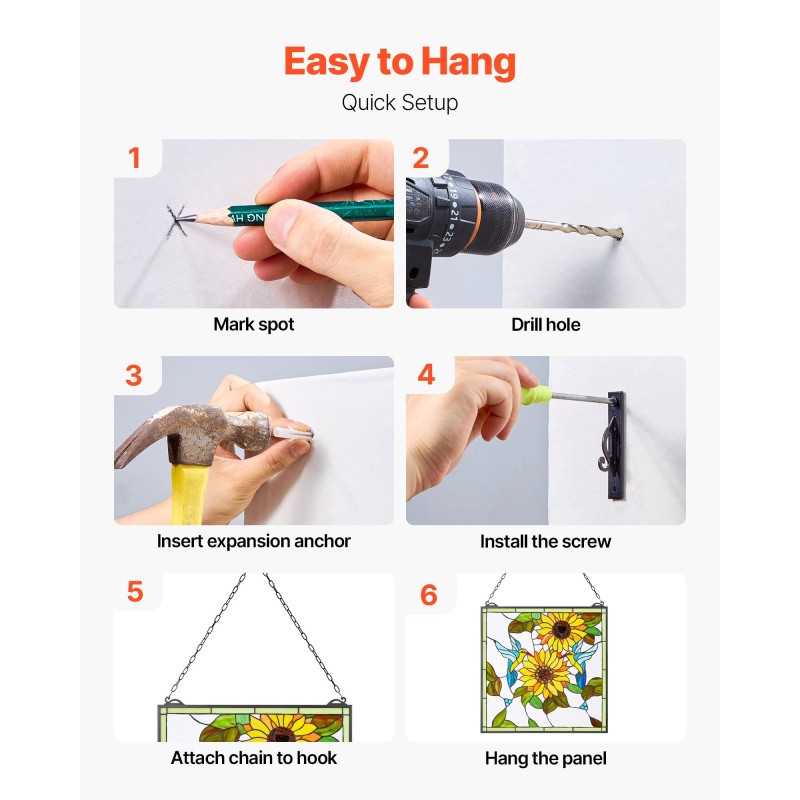 Lasimaalattu ikkunapaneeli lasista metallikehyksellä 50 x 52 cm ripustettava ketjulla