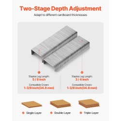 Paineilmatoiminen pahvilaatikkojen niittain alumiinirunko 34,8 mm kruunulla 16 ja 19 mm jalka