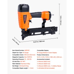 Paineilmatoiminen niittipyssy alumiinirunko 10,8 mm kruunuille 25–50 mm niiteille 100 niitin lipas