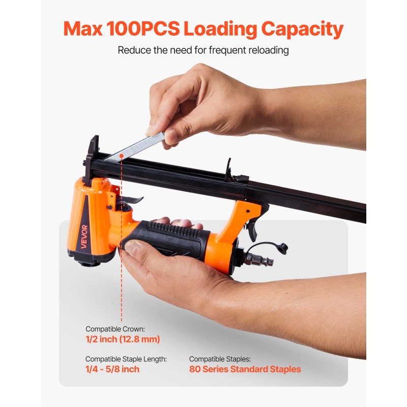 Paineilma-niittipyssy alumiiniseos 12,8 mm kruunu 6–16 mm niitit 100 kpl verhoiluun