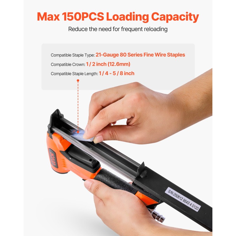 Paineilmakäyttöinen verhoiluniittipyssy alumiiniseos 80-sarjan niiteille 6–16 mm 150 niitin lippaalla