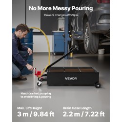 Öljynkeräysastia 94,6 l matalaprofiilinen manuaalipumpulla 2,2 m letkulla autoille