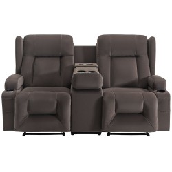 Sähkökäyttöinen mokkapintainen kahden hengen lepotuoli sohva lämmitys hieronta USB-portit