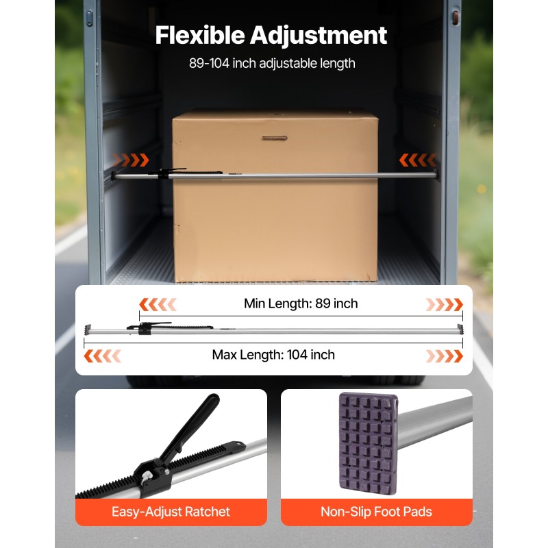 Kuormansidontatangot 2 kpl hiiliteräs säädettävät 2261–2642 mm räikkämekanismilla