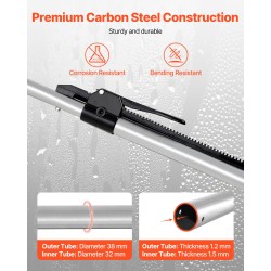 Teleskooppinen kuormansidontatanko teräs 1499–1854 mm räikkätoiminen galvanoitu PVC-päät