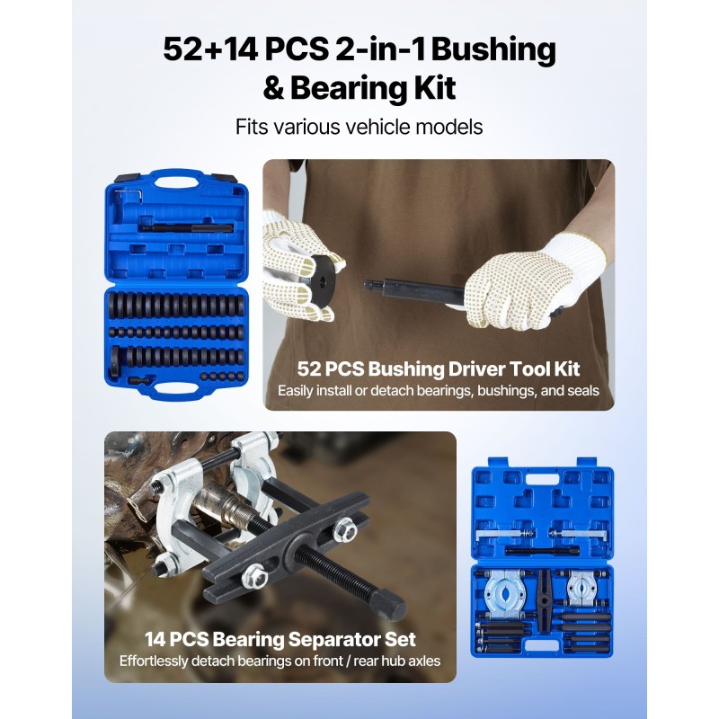 Laakeripuristinsarja metallinen 66 osaa 49 holkkia jakoavaimella polkupyörille ja autoille