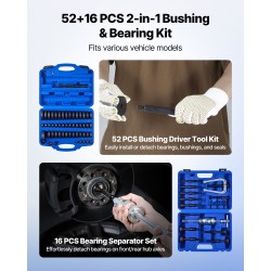Laakeriprässisarja 68 osaa metallia musta pintakäsittely sisältää avaimen polkupyörille moottoripyörille autoihin
