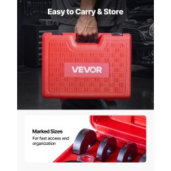 Laakeripuristinsarja metallirakenteinen eri kokoisilla holkkilevyillä erikoisavaimella säilytyslaukussa