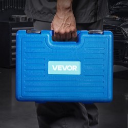 Laakeripuristinsarja metallirakenteinen eri kokoisilla holkkilevyillä erikoisavaimella säilytyslaukussa