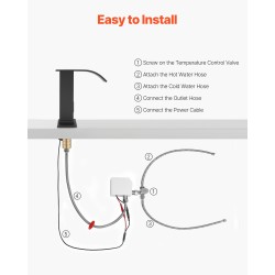 Kosketusvapaa pesuallashana infrapunatunnistimella mattamusta ruostumaton teräs 14 senttimetriä