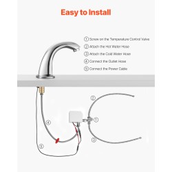 Kosketusvapaa sekoitushana pesualtaaseen kromipinnoitettu messinki paristokäyttöinen infrapunasensori