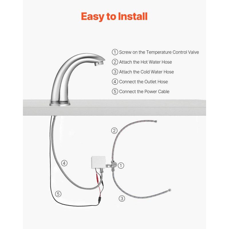Kosketukseton pesuallashana liiketunnistimella messinkirunko harjattu nikkeli paristokäyttöinen kuuma ja kylmä säätö