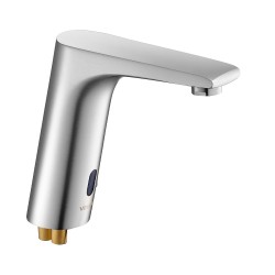 Kosketusvapaa pesuallashana kylpyhuoneeseen messinkirunko harjattu nikkeli säädettävä lämpötila paristokäyttö