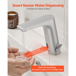 Kosketusvapaa pesuallashana kylpyhuoneeseen messinkirunko harjattu nikkeli säädettävä lämpötila paristokäyttö