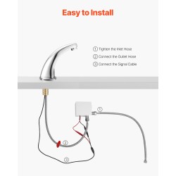 Kosketusvapaa pesuallashana infrapunasensorilla paristokäyttöinen kromipinnoitettu sinkkiseosrunko sopii vakiopesualtaisiin