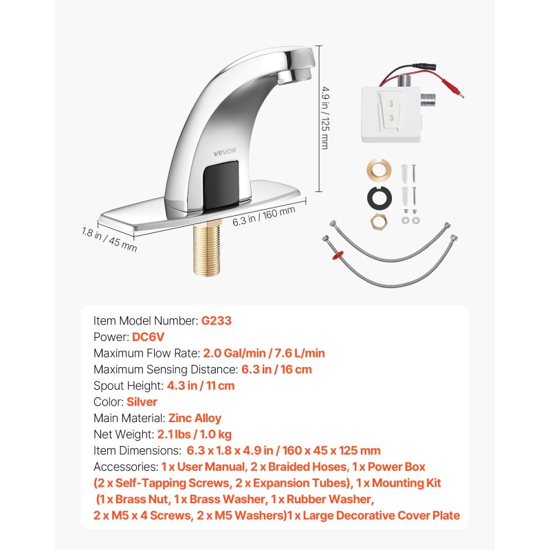 Kosketusvapaa pesuallashana infrapunasensorilla paristokäyttöinen kromipinnoitettu sinkkiseosrunko sopii vakiopesualtaisiin