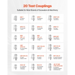Hydraulinen paineen testisarja kaivinkoneisiin 5 mittaria 20 liitintä 3 letkua