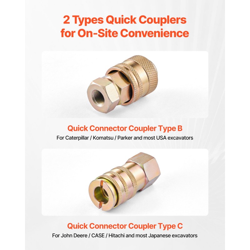 Hydraulinen paineen testisarja kaivinkoneisiin 5 mittaria 20 liitintä 3 letkua