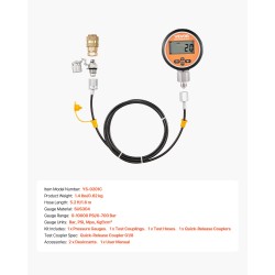 Digitaalinen hydraulinen painetestaussarja ruostumaton teräs 0–700 bar G1/8-liitäntä 1,6 m letku