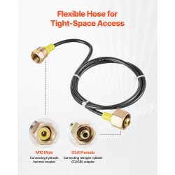 Hydraulinen typpiakun täyttösarja metallirakenteella messinkikierteillä mittarilla ja testiletkulla 0–100 barin painealueella