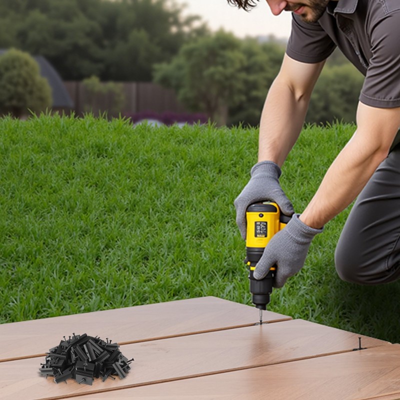 Piilotetut terassikiinnikkeet PP-muovia ja 304-ruostumatonta terästä 500 kpl