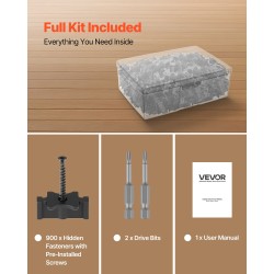 Piilokiinnikkeet komposiittiterassilaudoille musta polypropeeni ruostumaton teräs 900 kpl