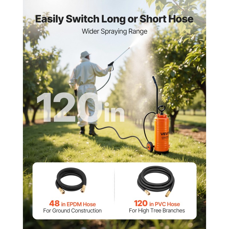 Betoniruiskuvaunu 14 l 304 ruostumatonta terästä pyörällinen 52 cm suutinvarsi