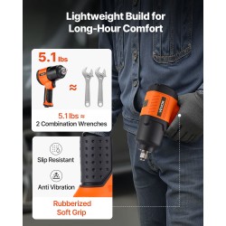 Puolituumainen paineilmakäyttöinen iskumutterinväännin 1490 newtonmetriä alumiiniseos neliasteinen väännönsäätö