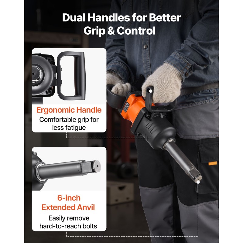 1-tuumainen paineilma-iskuväännin alumiiniseosrunko 2400 N·m vääntömomentti 152,4 mm kara