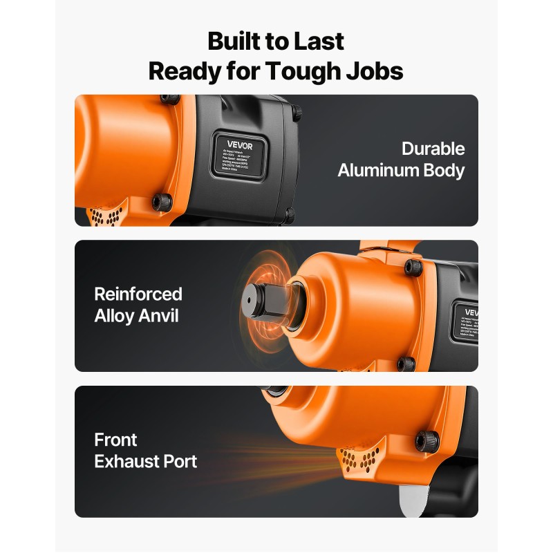 1-tuumainen paineilmakäyttöinen iskumutterinväännin alumiiniseosrunko kaksoisvasaramekanismi 6-portainen momentinsäätö raskaan