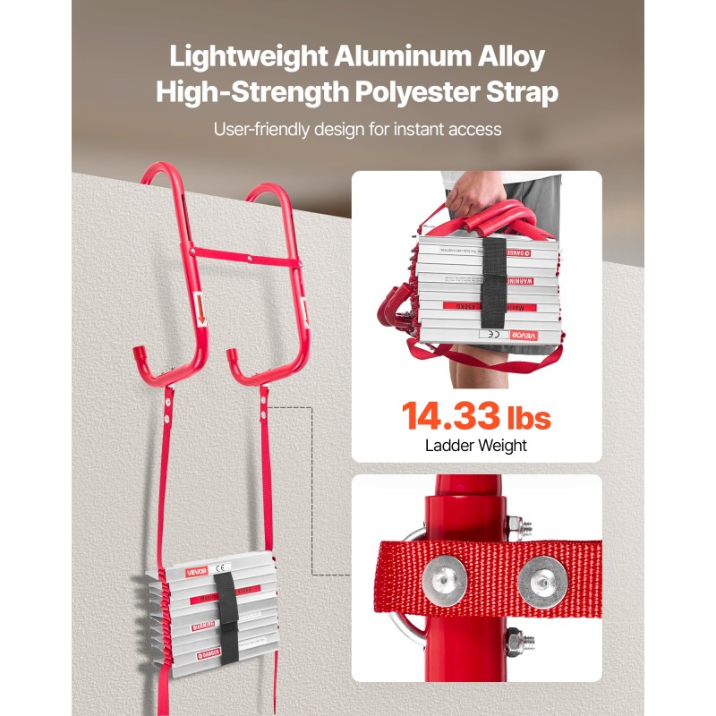 Alumiininen hätätikas 7,62 m 3-kerroksisiin rakennuksiin 453,6 kg kantavuus