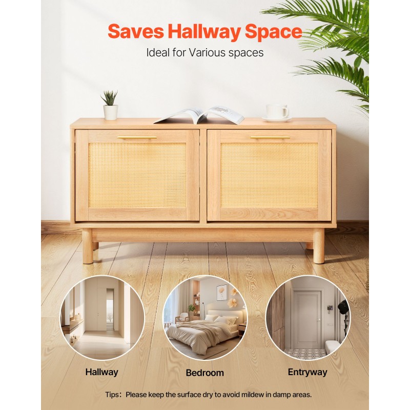 Kenkäpenkki lastulevyinen rottinkimaisilla ovilla eteiseen 4 lokeroa