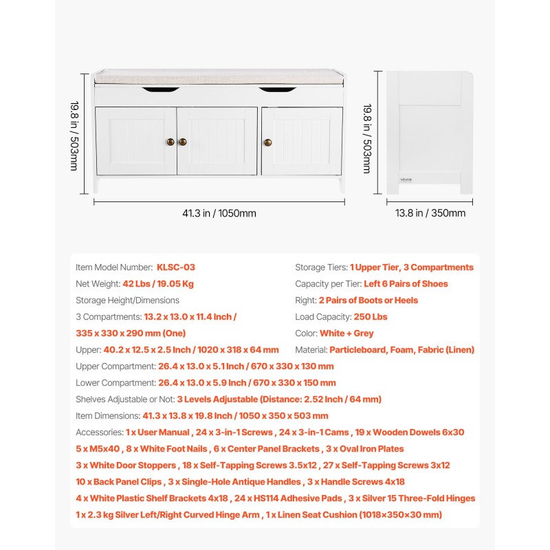 Kenkäpenkki lastulevy ja pellavakangas 105x35x50 cm 3 lokeroa