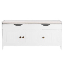 Kenkäpenkki lastulevy ja pellavakangas 105x35x50 cm 3 lokeroa