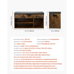 Kenkäpenkki puupohjainen lastulevy pehmustettu istuin kolme lokeroa ruskea ja musta eteiseen