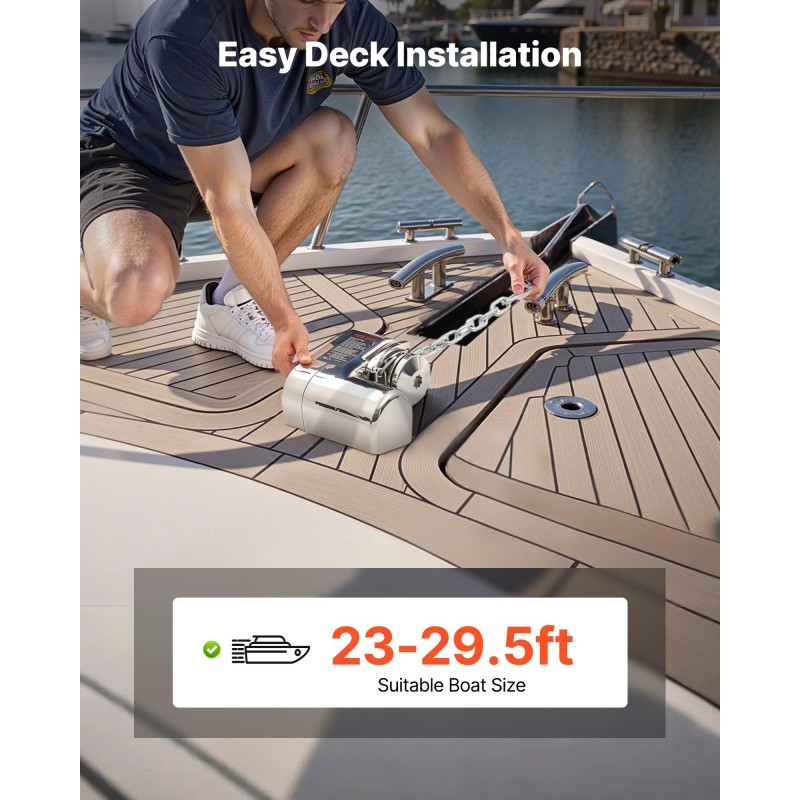 Sähköinen ankkurivinssi 12 V 316-ruostumaton teräs 7–9 m veneisiin