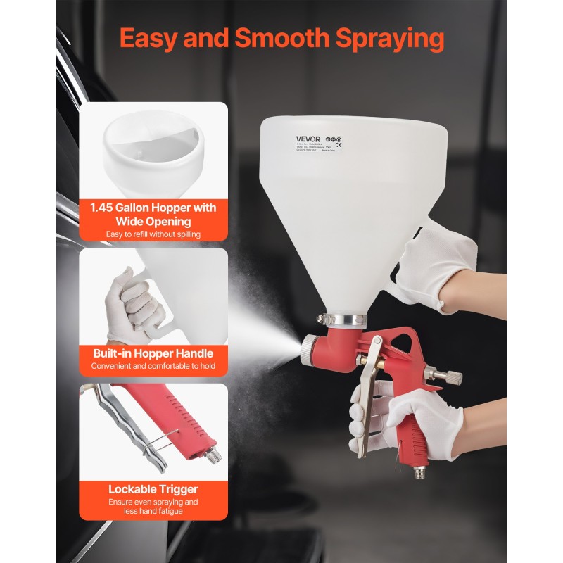 Tekstuuriruiskupistooli 4,5 L säiliö ruostumatonta terästä seinille ja katoille