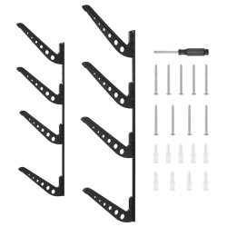 Lautateline seinäkiinnitteinen rautarakenteinen vaakasuora nelitasoinen pehmustetuilla koukuilla