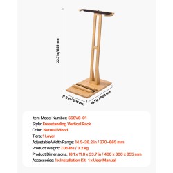 Pystyteline puinen vapaasti seisova laudoille ja suksille säädettävä leveys 370–665 mm