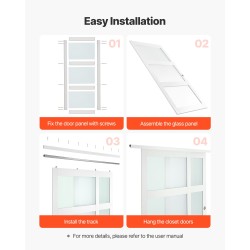 Ohitusliukuovet kaapistoihin 2 paneelia massiivipuu ja MDF 1829x2032mm valkoinen himmeä lasi