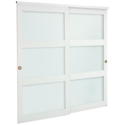 Ohitusliukuovet kaapistoihin 2 paneelia massiivipuu ja MDF 1829x2032mm valkoinen himmeä lasi