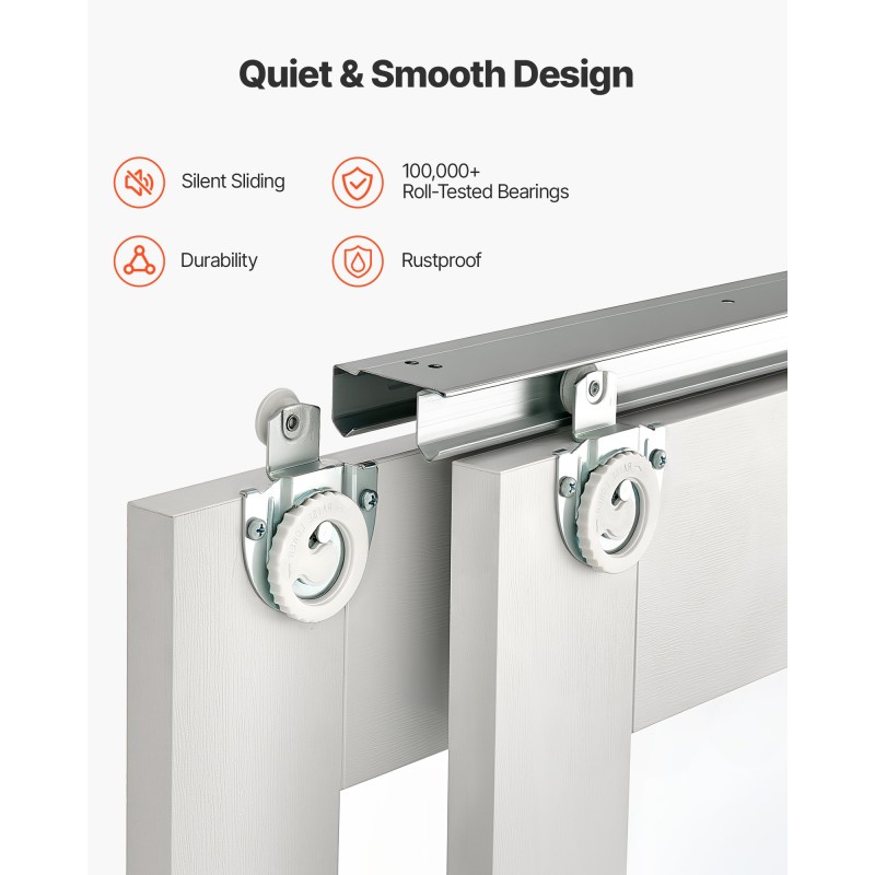 Liukuovisarja 2 paneelia massiivipuu MDF himmeä lasi 1524x2032 mm valkoinen vaatekaappiin
