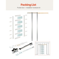 Liukuva taskuovi puu ja MDF huurrettu lasi 2035 x 765 mm valkoinen