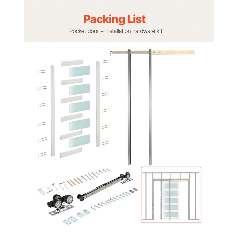 Liukuva taskuovi puu ja MDF huurrettu lasi 2035 x 765 mm valkoinen